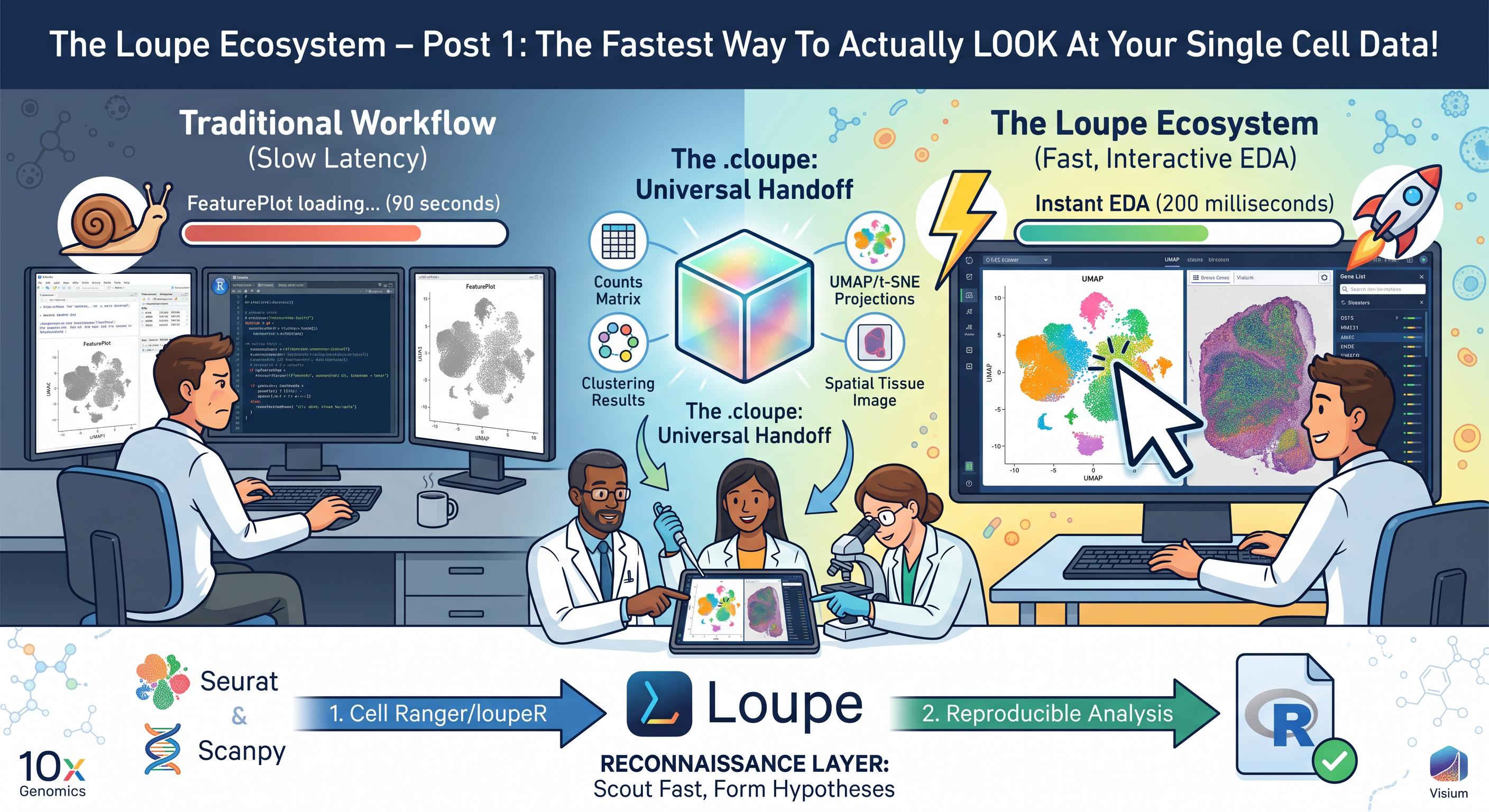 Scripted plotting versus Loupe Browser, with .cloupe as the handoff