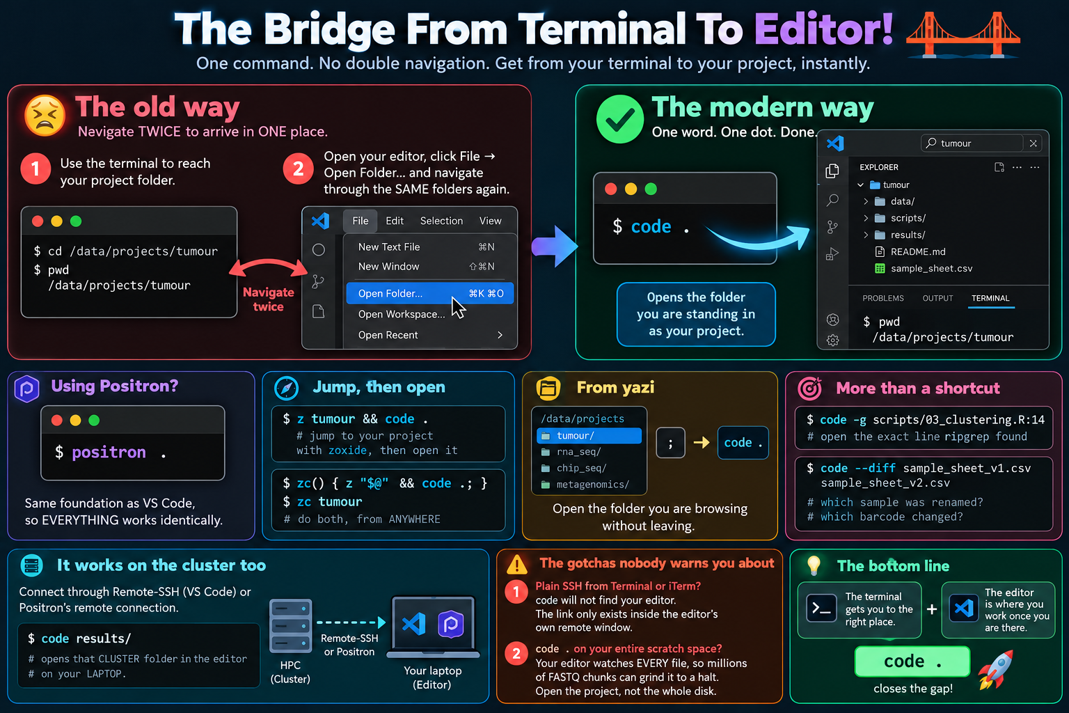 One word from the terminal folder to the editor